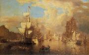 Thomas Pakenham Dublin harbour with the domed Custom House in the background oil